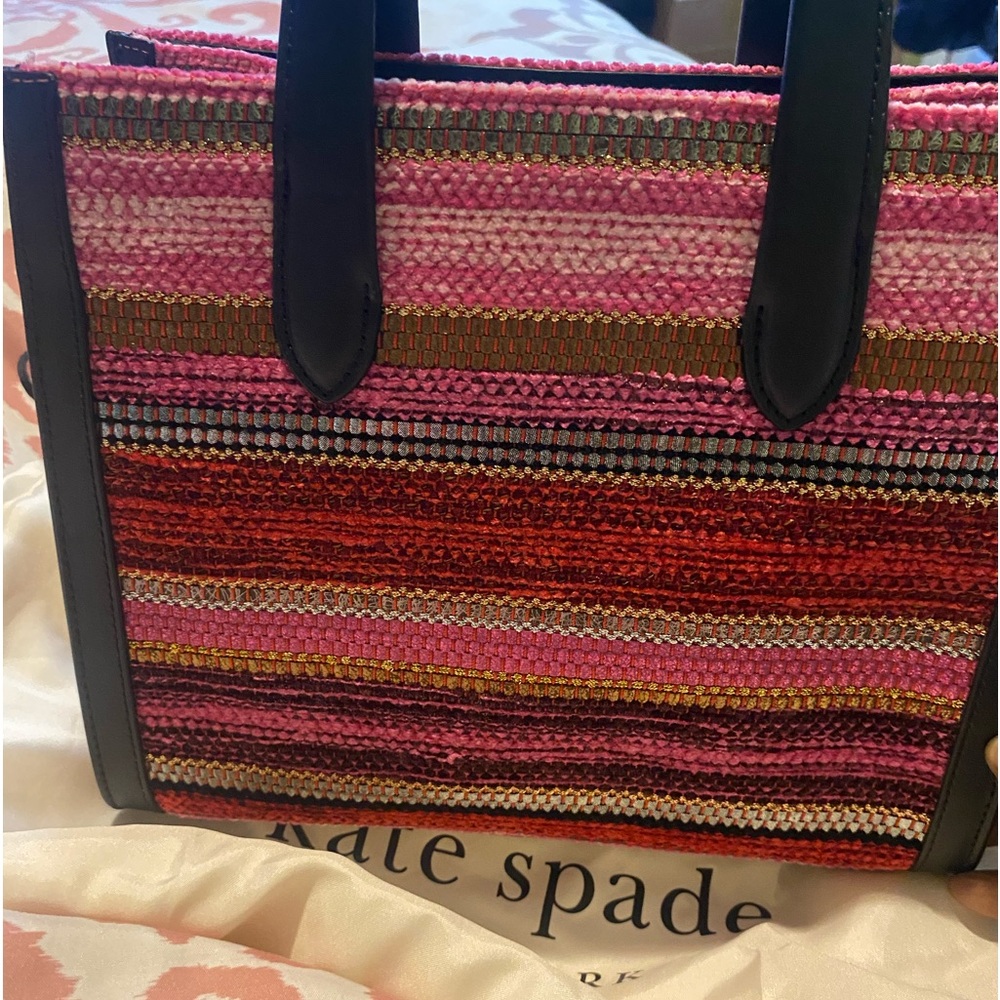 Kate Spade Manhattan Striped Metallic Small Tote